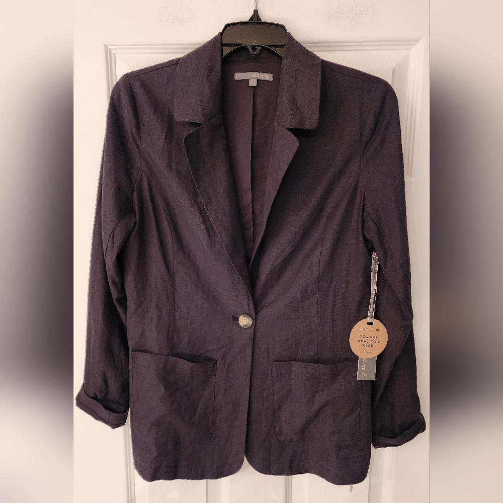 Matty M Bronson Linen Blend Blazer In Black Size MED - Picture 3 of 14